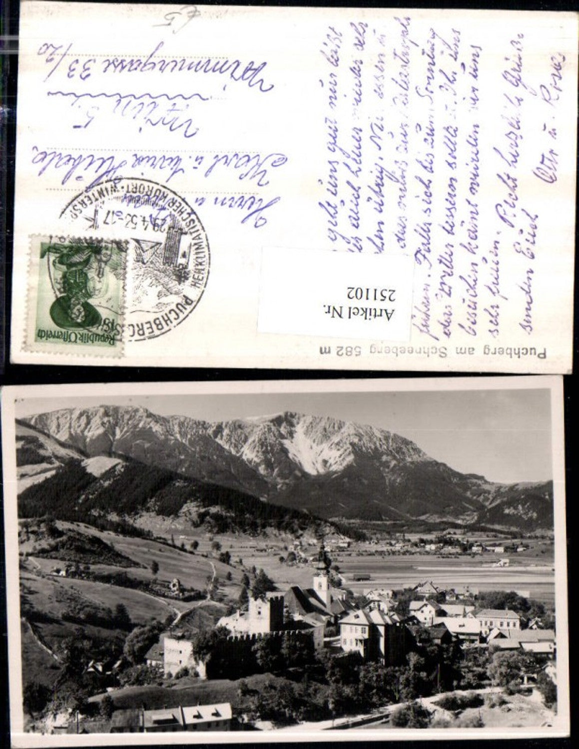 251102,Puchberg am Schneeberg Teilansicht Burg Ruine Kirche