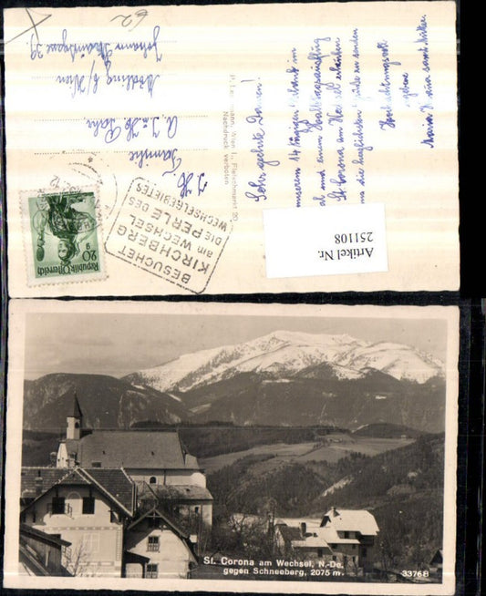 251108,St. Corona am Wechsel Teilansicht Kirche geg. Schneeberg