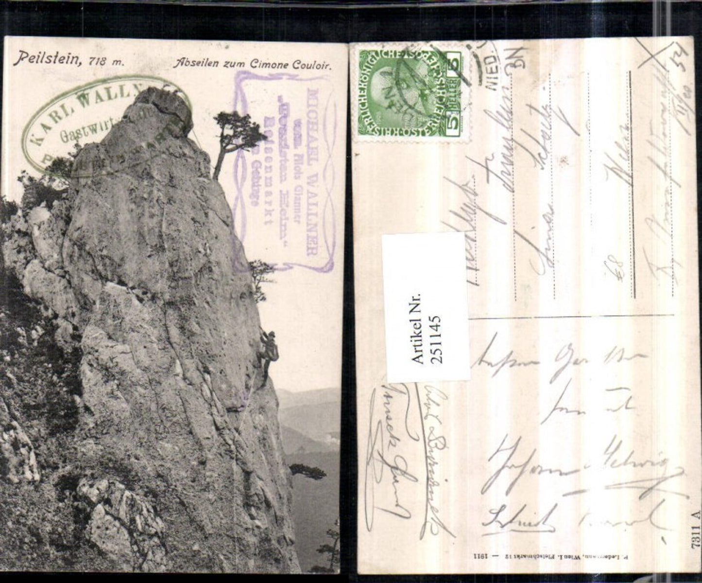 251145,Peilstein b. Altenmarkt an d. Triesting Abseilen zum Cimone Couloir Kletterer