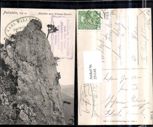 251145,Peilstein b. Altenmarkt an d. Triesting Abseilen zum Cimone Couloir Kletterer