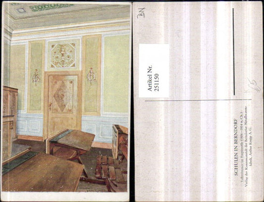 251150,Künstler AK Tony Grubhofer Schule Lehrzimmer im Empirestile Schulbank Tür
