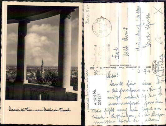251157,Baden b. Wien Teilansicht Blick auf d. Kirche vom Beethoven-Tempel
