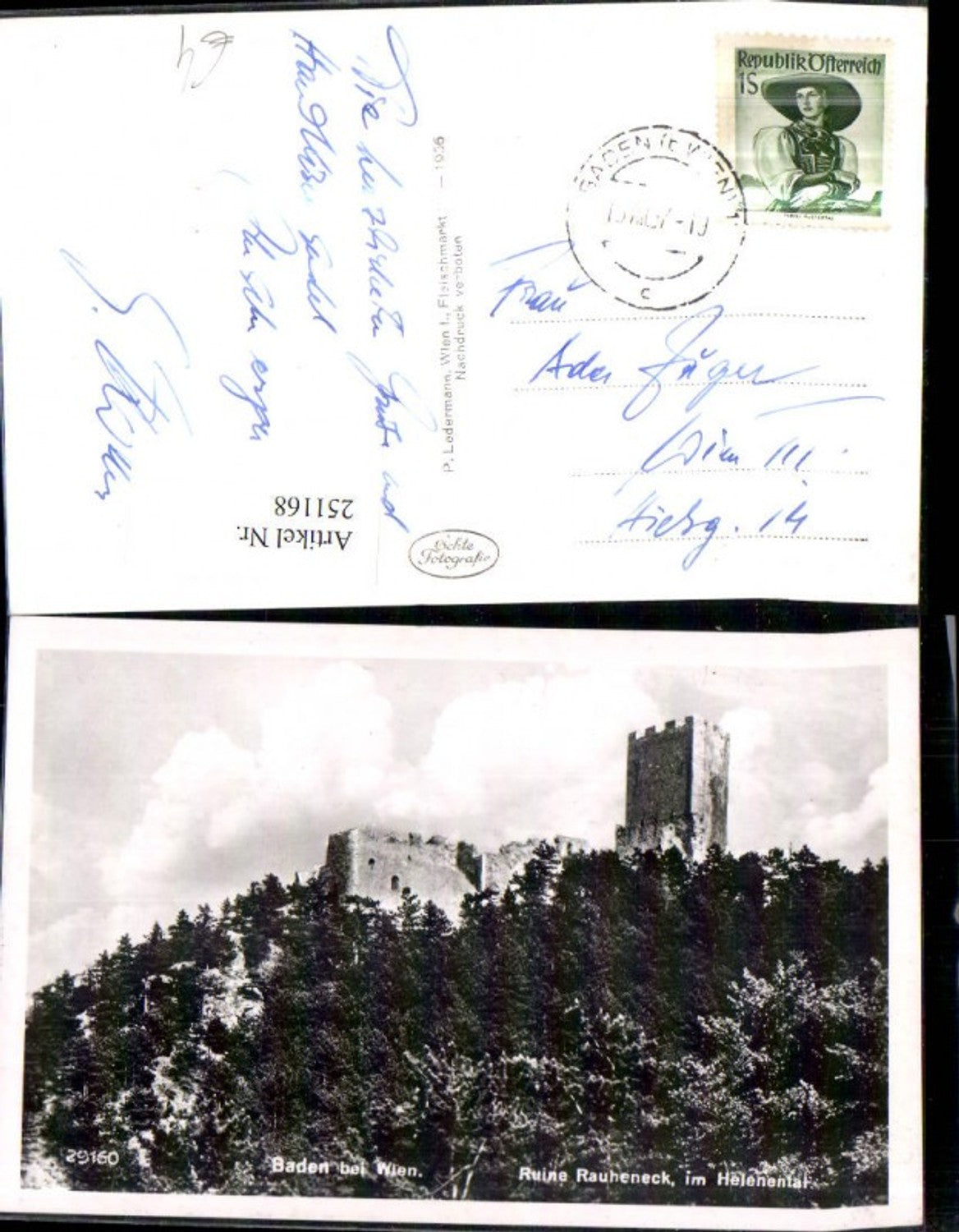 251168,Baden b. Wien Ruine Rauheneck im Helenental