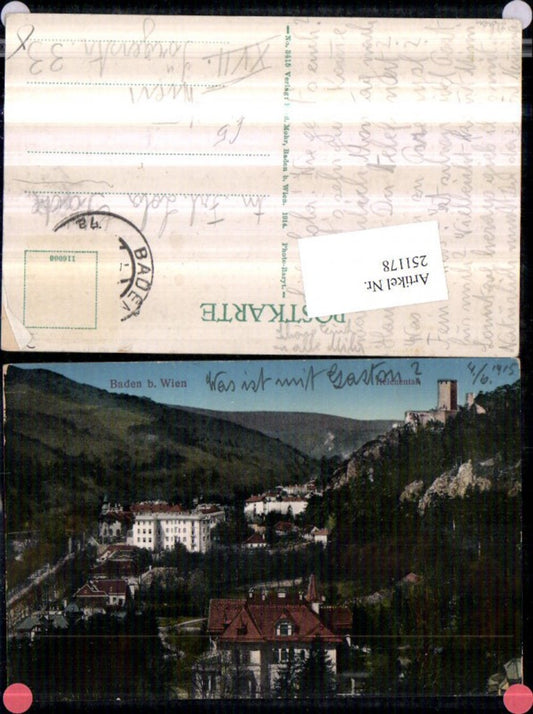 251178,Baden b. Wien Helenental Teilansicht Ruine