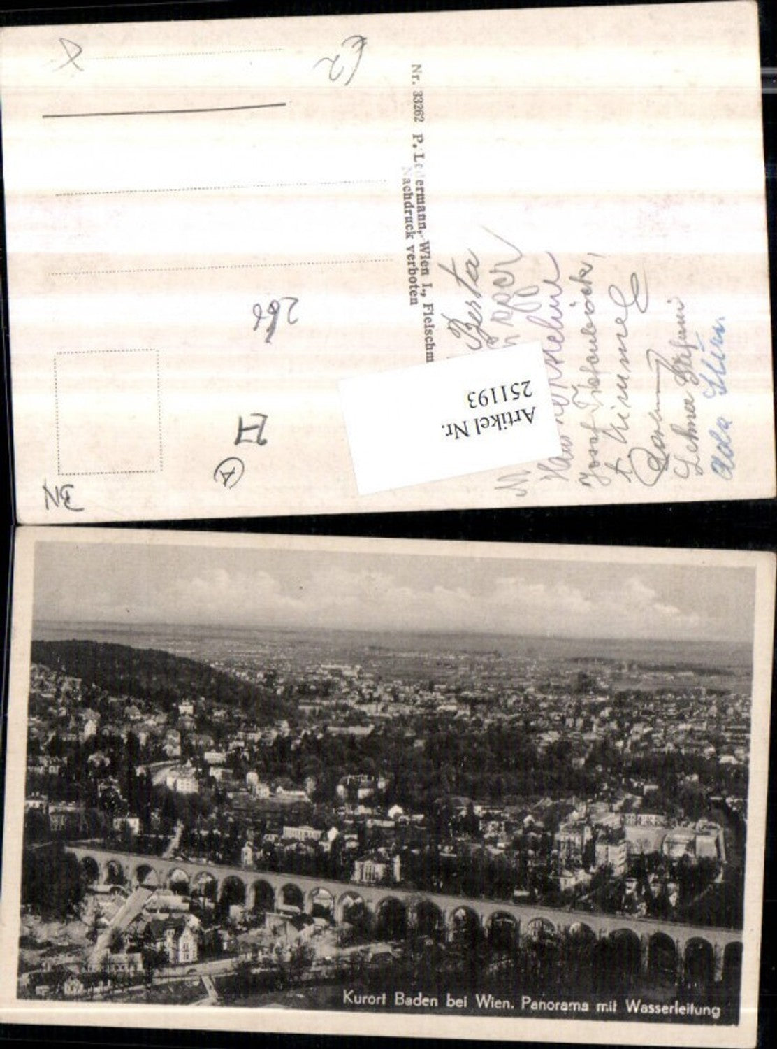 251193,Baden b. Wien Totale Panorama m. Wasserleitung Viadukt