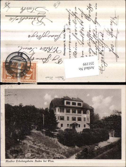 251199,Musiker Erholungsheim in Baden b. Wien 1912