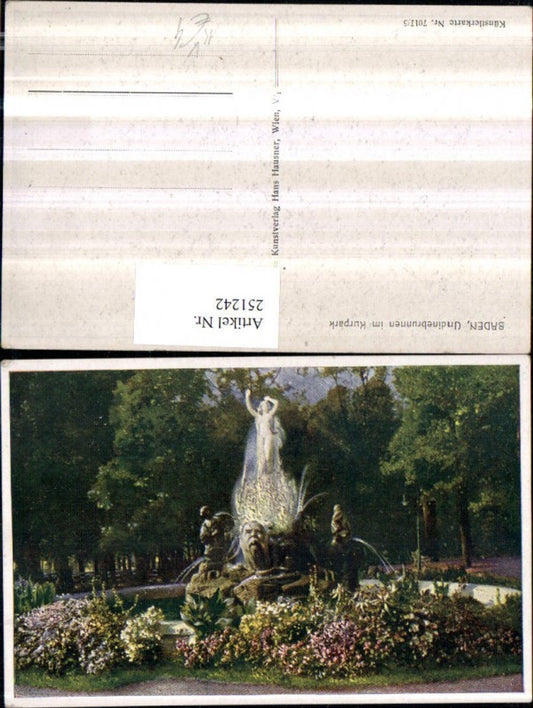 251242,Künstler AK Baden Undinebrunnen Brunnen im Kurpark pub Hans Hausner 7017/5