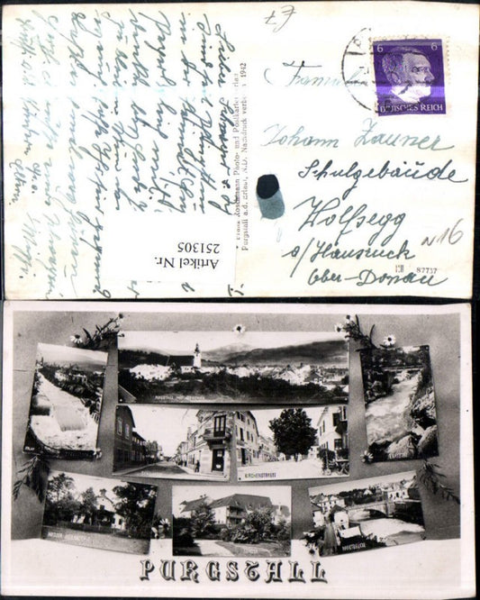 251305,Purgstall Totale Schulgasse Kirchenstraße Schloss Marktbrücke Wasser Heilanstalt Erlauf Mehrbildkarte