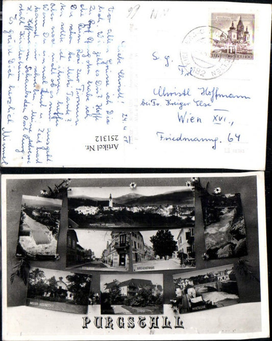 251312,Purgstall Totale Schulgasse Kirchenstraße Schloss Marktbrücke Wasser Heilanstalt Erlauf Mehrbildkarte