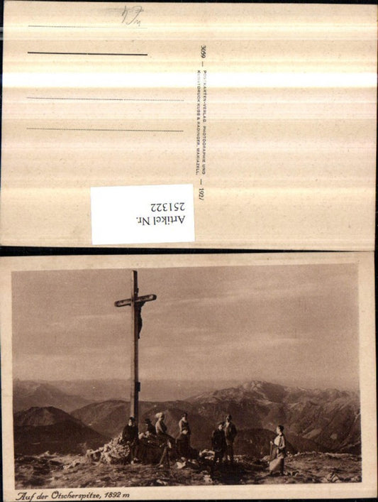 251322,Auf der Ötscherspitze Gipfelkreuz Bergkulisse b. Lackenhof