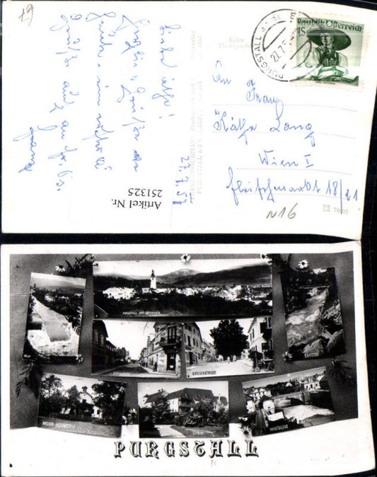 251325,Purgstall Totale Schulgasse Kirchenstraße Schloss Marktbrücke Wasser Heilanstalt Erlauf Mehrbildkarte