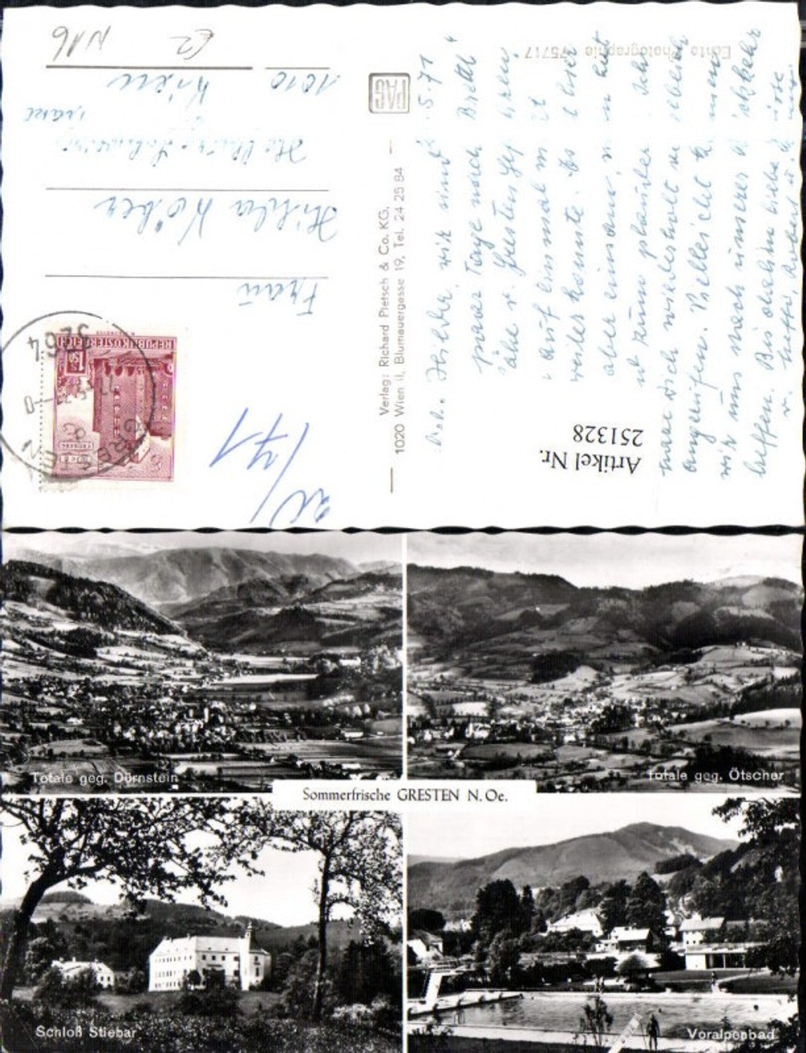 251328,Gresten Totale m. Dürnstein u. Ötscher Schloss Stiebar Voralpenbad Freibad Mehrbildkarte