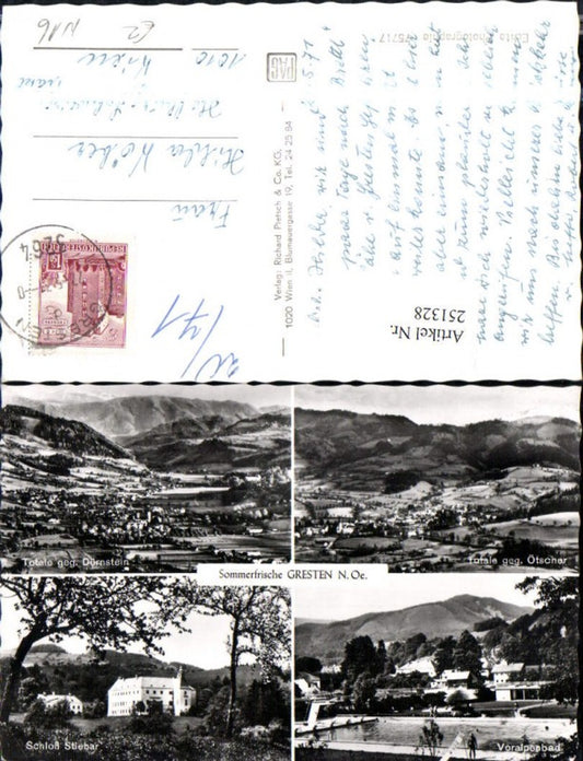 251328,Gresten Totale m. Dürnstein u. Ötscher Schloss Stiebar Voralpenbad Freibad Mehrbildkarte