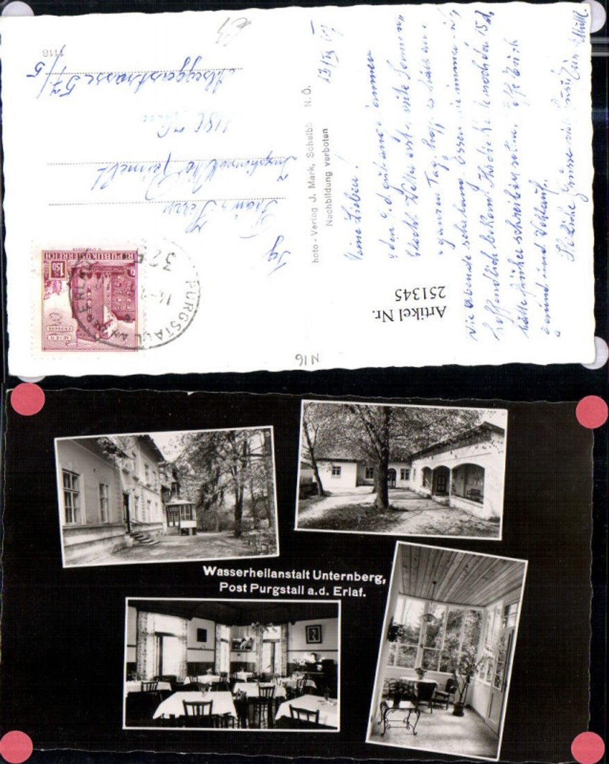 251345,Purgstall an d. Erlauf Wasserheilanstalt Kneippanstalt Unternberg Mehrbildkarte