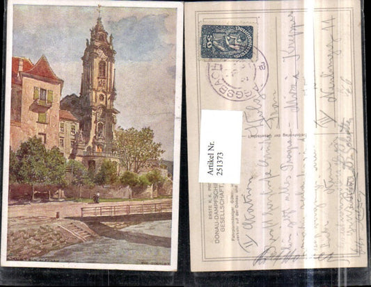 251373,Künstler AK Rudolf Schmidt Dürnstein an d. Donau Kirche pub Donau-Dampfschifffahrts-Gesellschaft Wien