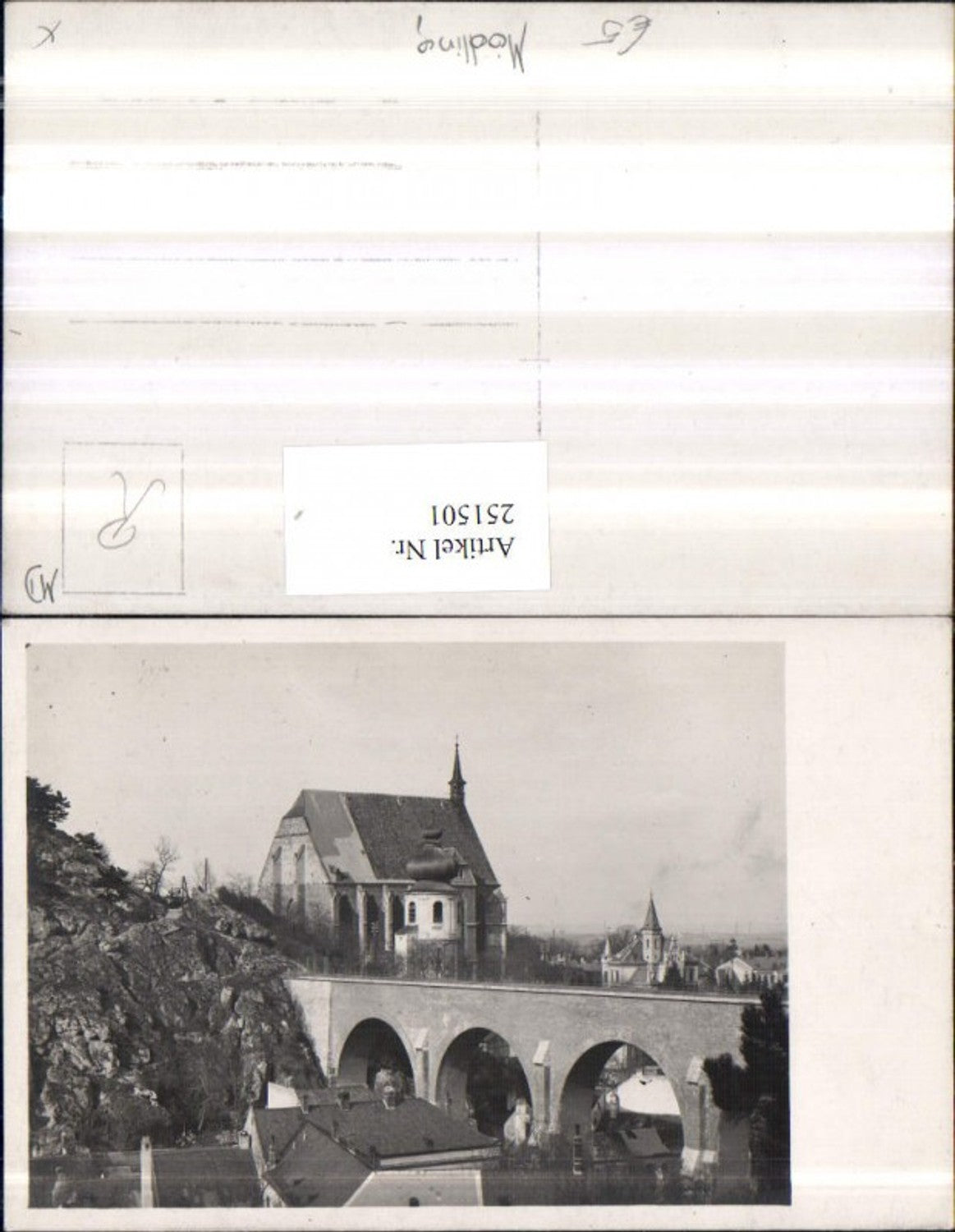 251501,Foto AK Mödling Kirche Viadukt Brücke