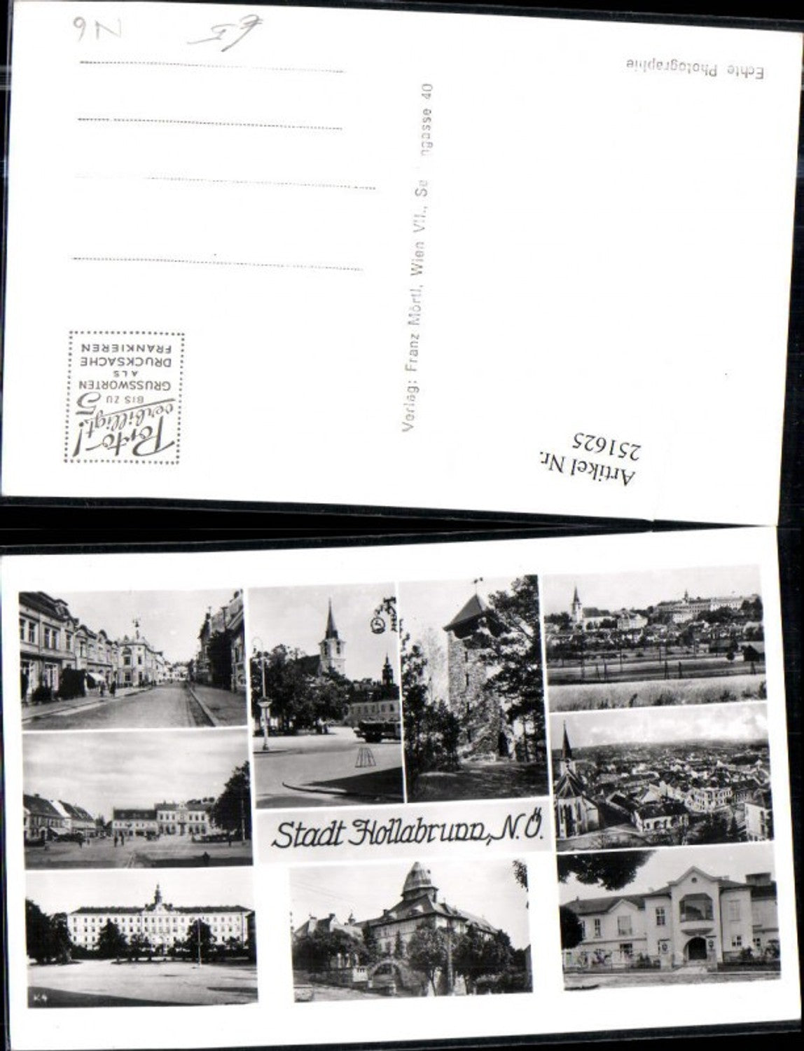 251625,Hollabrunn Totale Rathaus Kirche Straßenansicht Turm Mehrbildkarte