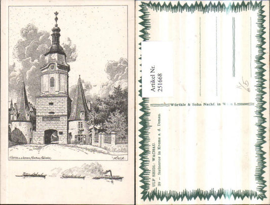 251668,Künstler AK Ulf Seidl Wachau Krems an d. Donau Steinertor Turm