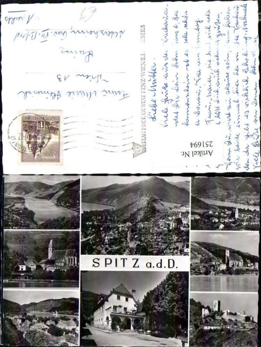 251694,Spitz an d. Donau Totale Burg Kirche Gasthof Mehrbildkarte
