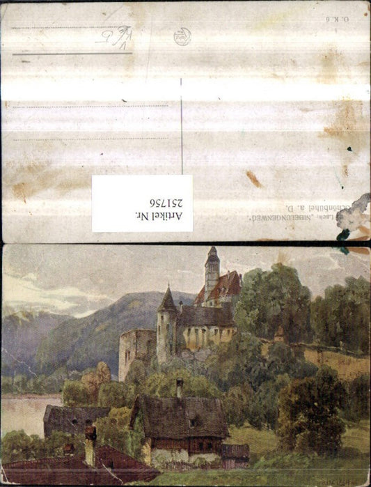 251756,Künstler AK Fritz Lach Nibelungenweg Schönbühel an d. Donau Schloss pub Kilophot