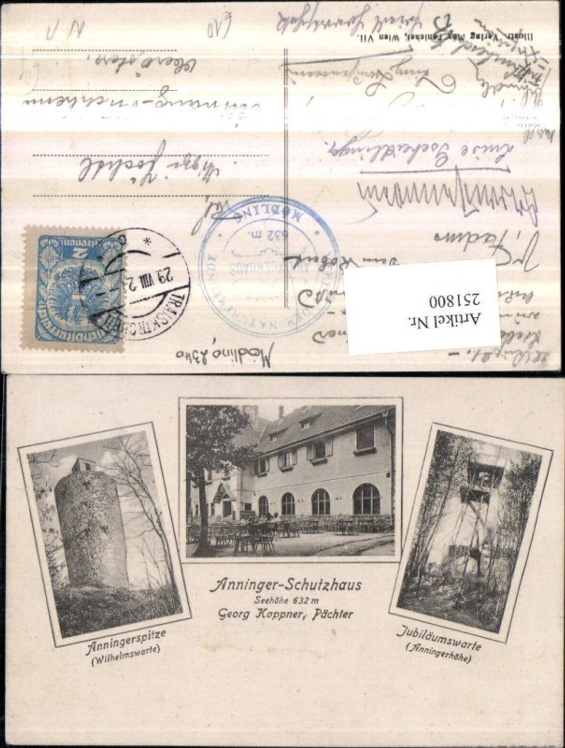 251800,Anninger-Schutzhaus Anningerspitze Turm u. Jubiläumswarte b. Mödling Mehrbildkarte