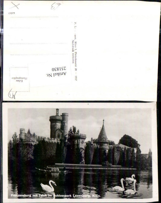 251830,Franzensburg m. Teich im Schlosspark b. Laxenburg Schwäne