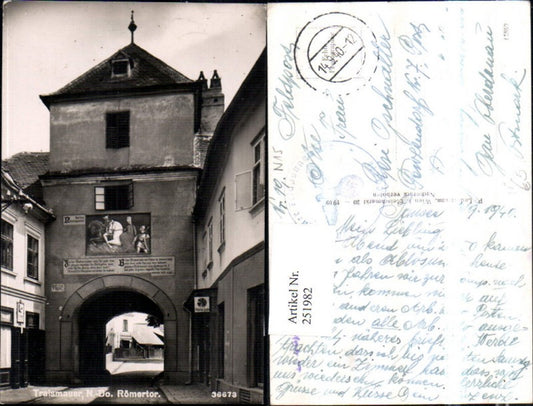 251982,Traismauer Römertor Turm Straßenansicht Feldpost