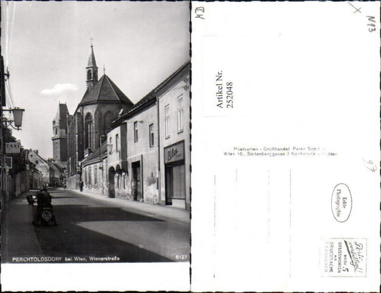 252048,Perchtoldsdorf b. Wien Wienerstraße Straßenansicht Kirche Taxi Josef Rabe