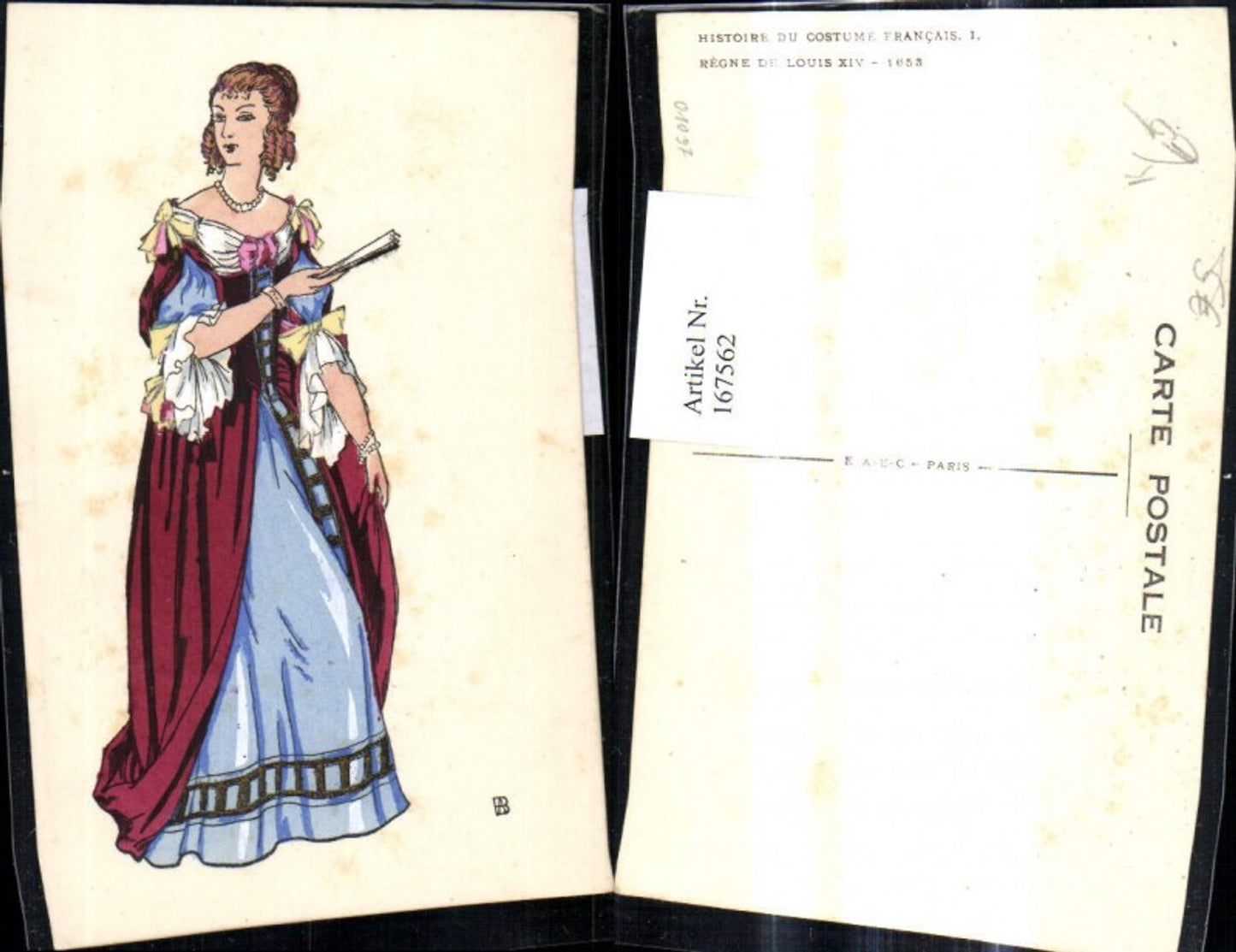 167562,Künstler Ak Frau Mode Kleid Histoire du Costume Francais I  1653