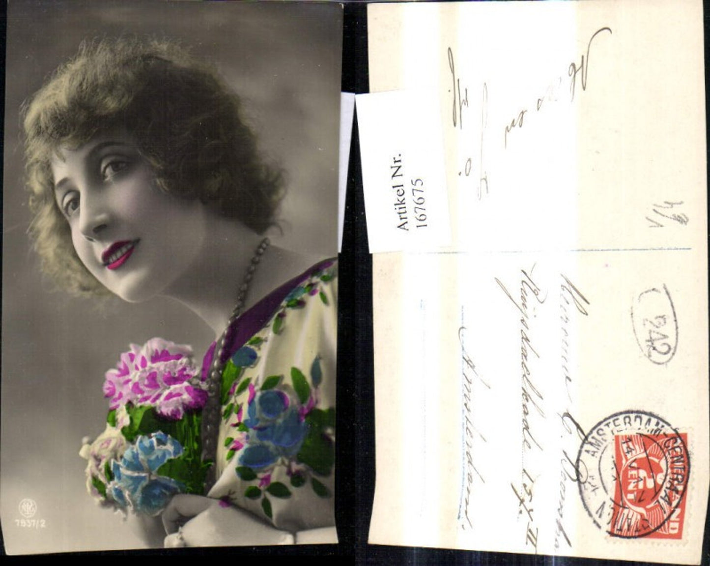 167675,Frau Mode Roter Lippenstift Blumen Strauß Halskette Schmuck pub NPG 7837/2