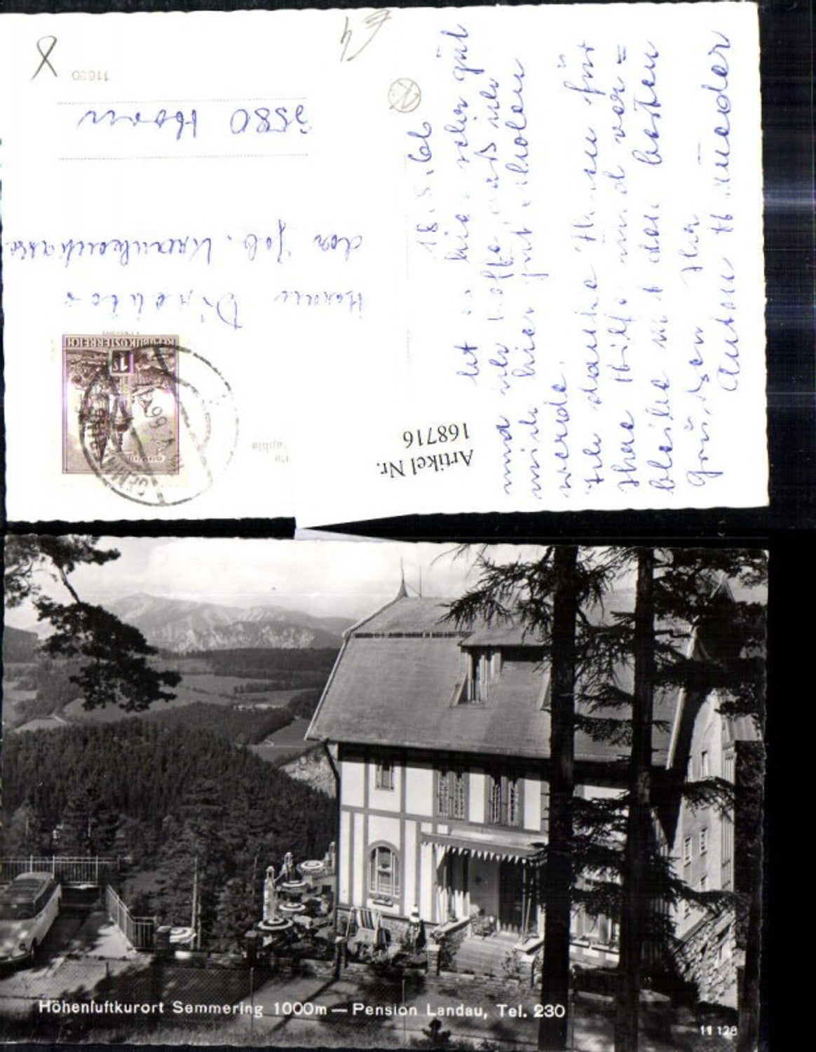 168716,Foto Ak Semmering Pension Landau Ansicht