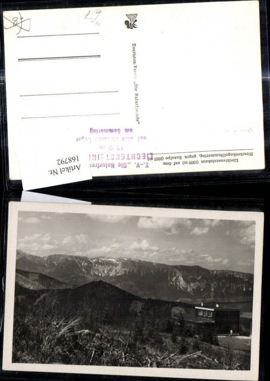 168792,Liechtensteinhaus a. d. Hirschenkogel Semmering geg. Raxalpe