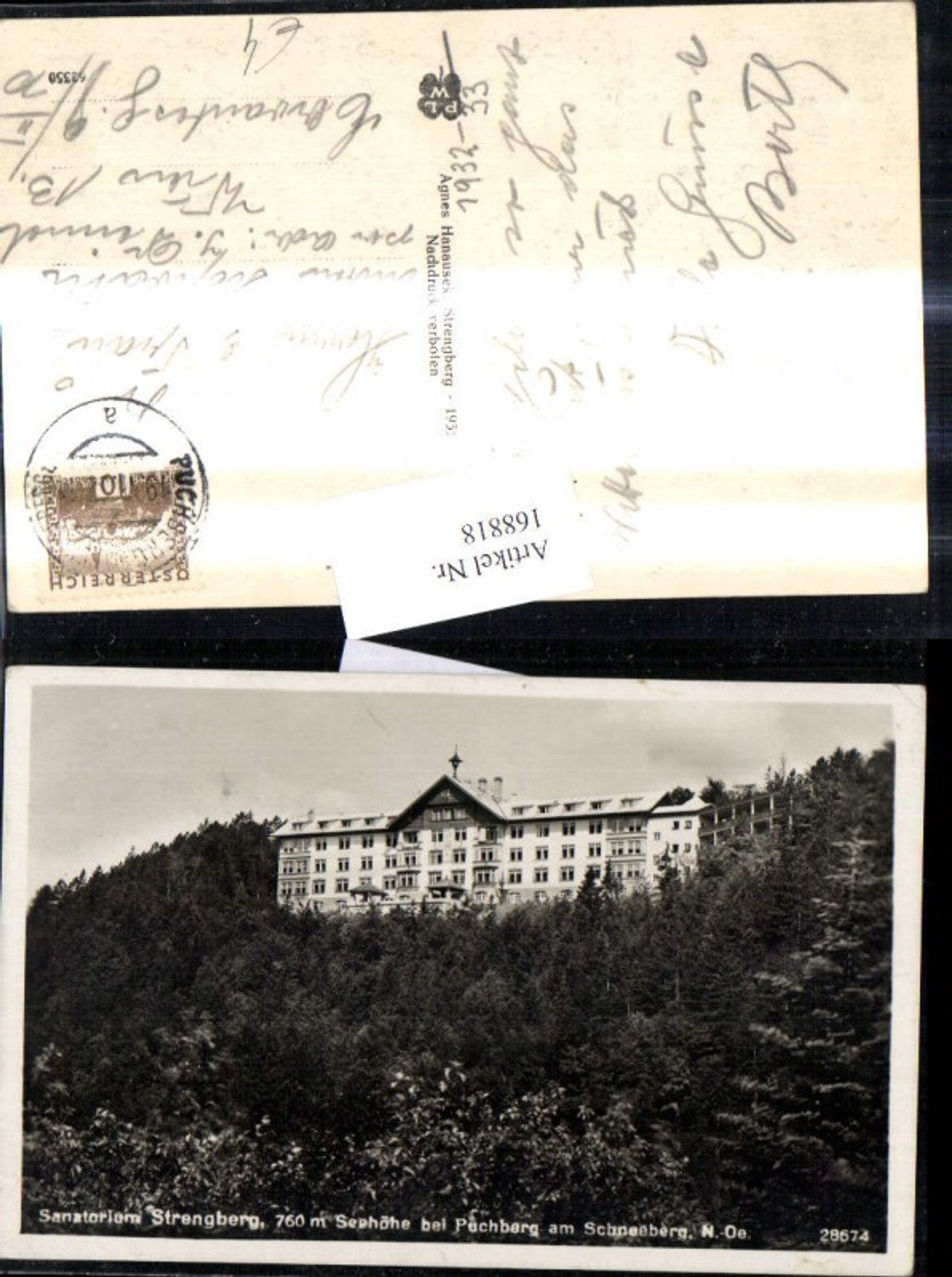 168818,Sanatorium Strengberg b. Puchberg a. Schneeberg