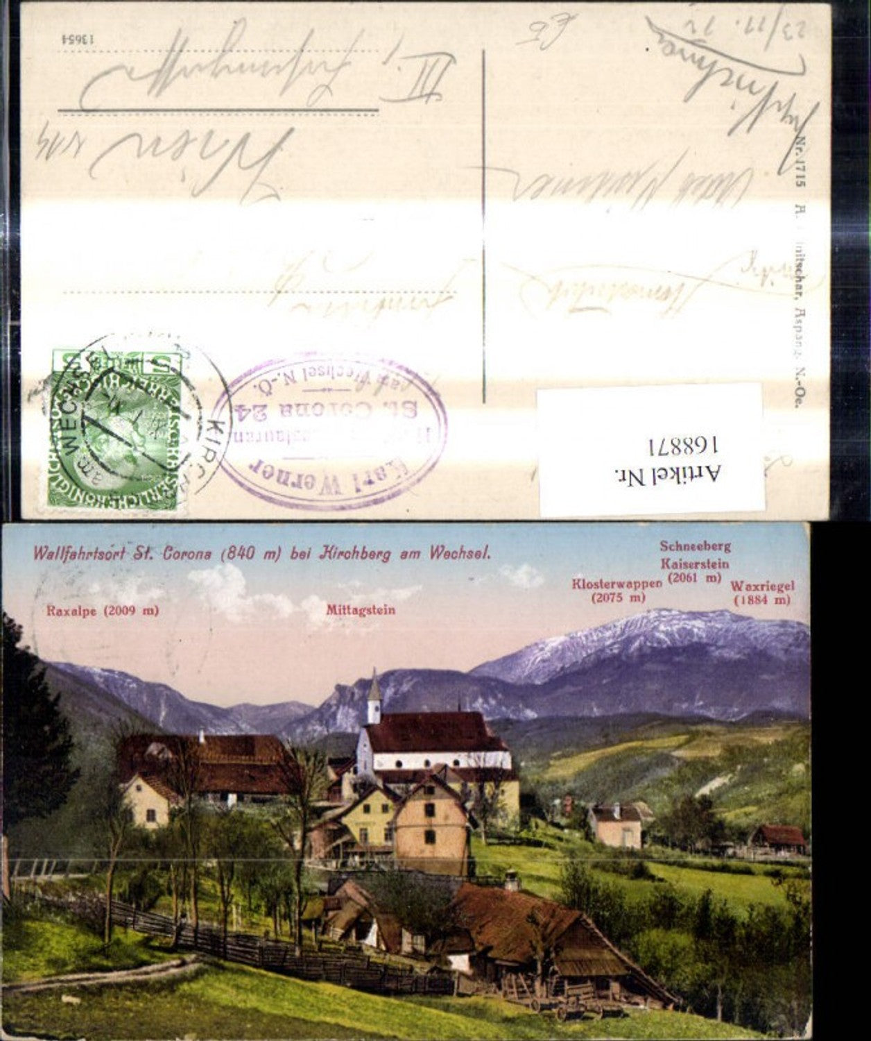 168871,St Corona b. Kirchberg a. Wechsel Gipfelkarte