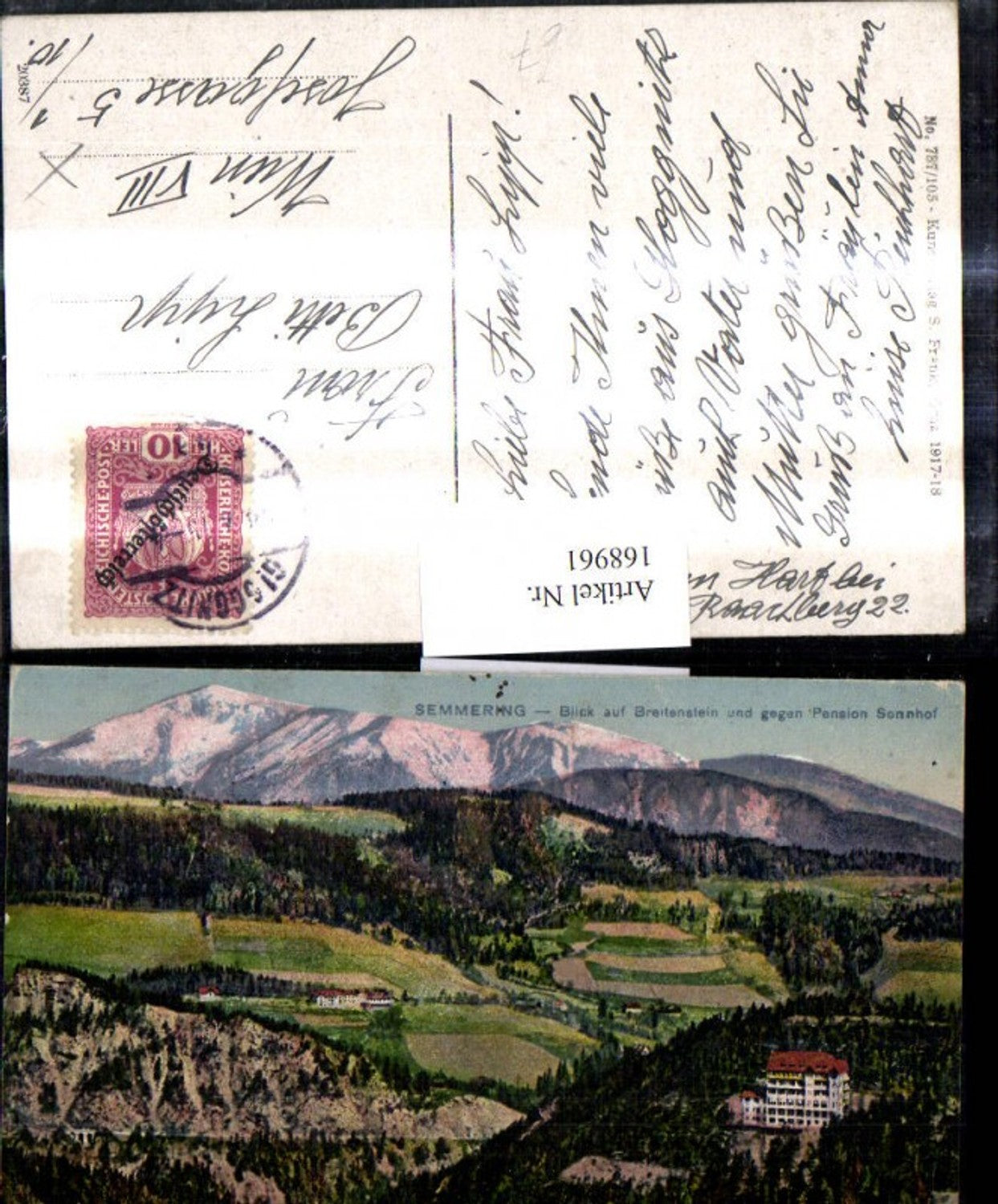 168961,Semmering Blick a. Breitenstein u. geg. Pension Sonnhof
