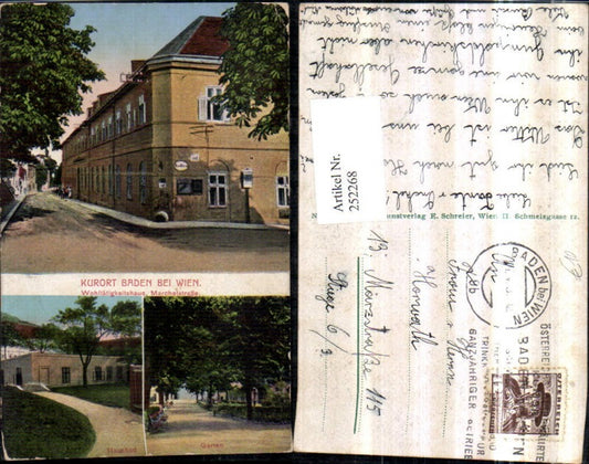 252268,Baden b. Wien Wohltätigkeitshaus Hausbad Garten Straßenansicht Mehrbildkarte