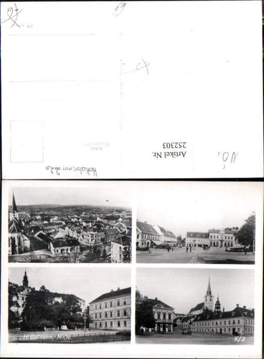 252303,Hollabrunn Totale Kirche Rathaus Straßenansicht Mehrbildkarte