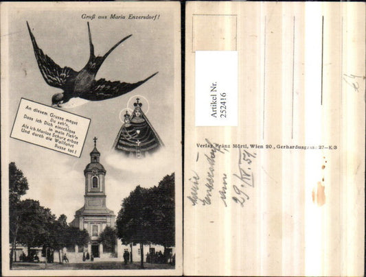 252416,Gruß aus Maria Enzersdorf Kirche Gnadenbild Schwalbe Text Spruch