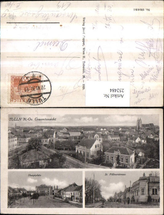 252484,Tulln an d. Donau Totale Hauptplatz Rathaus St. Pöltnerstraße Straßenansicht Mehrbildkarte