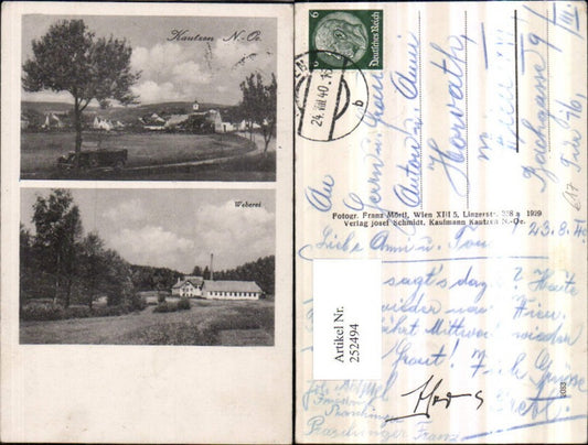 252494,Kautzen Teilansicht Oldtimer Weberei Mehrbildkarte