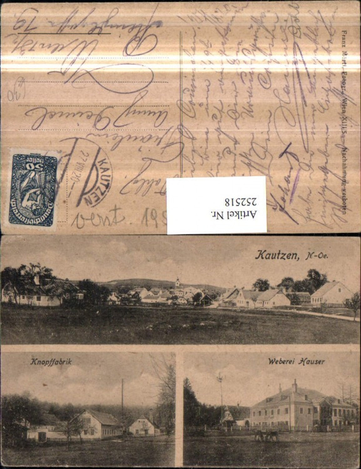 252518,Kautzen Totale Weberei Hauser Knopffabrik Mehrbildkarte