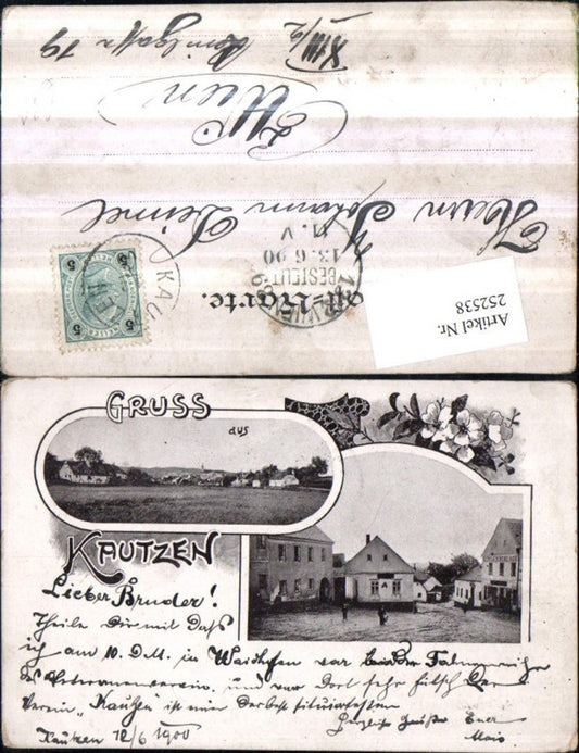 252538,Gruß aus Kautzen Totale Straßenansicht Mehlniederlage Mehrbildkarte Passepartout