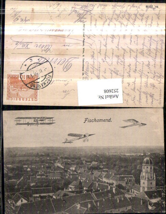 252608,Fischamend Totale Aeroplan Doppeldecker Flugzeuge pub Josef Popper 23118