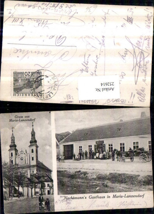252614,Gruß aus Maria Lanzendorf Kirche Nachtmanns Gasthaus Kutsche Mehrbildkarte
