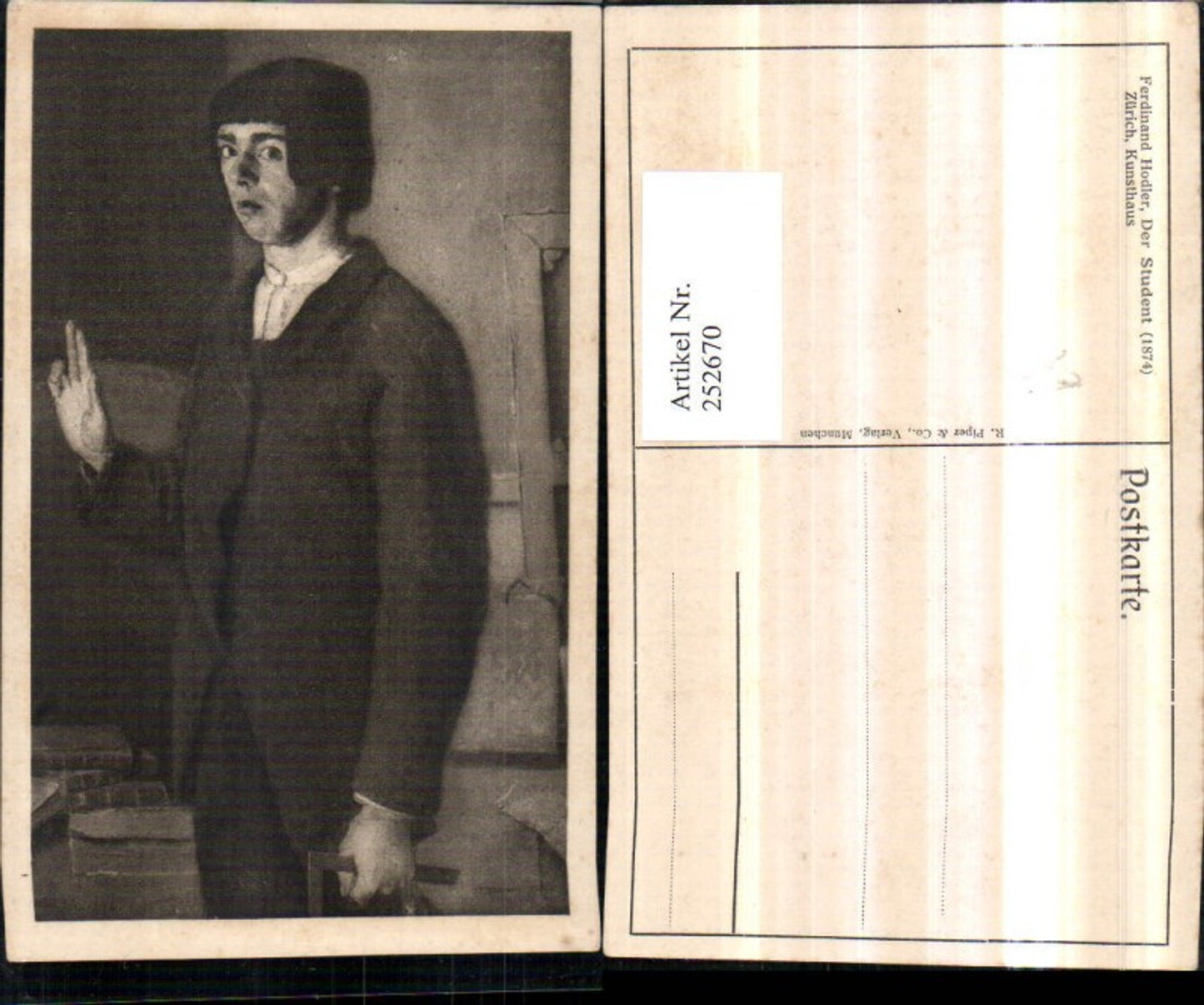 252670,Künstler AK Ferdinand Hodler Der Student Junge Portrait