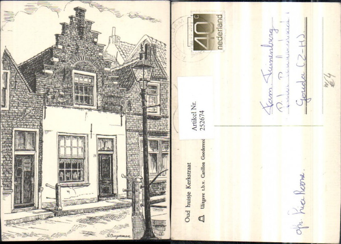 252674,Künstler AK A. Boogerman Amsterdam Kerkstraat Hausansicht