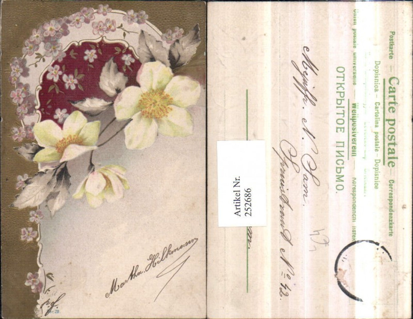 252686,Künstler Präge Litho AK Baumblüten Blüten Blumen