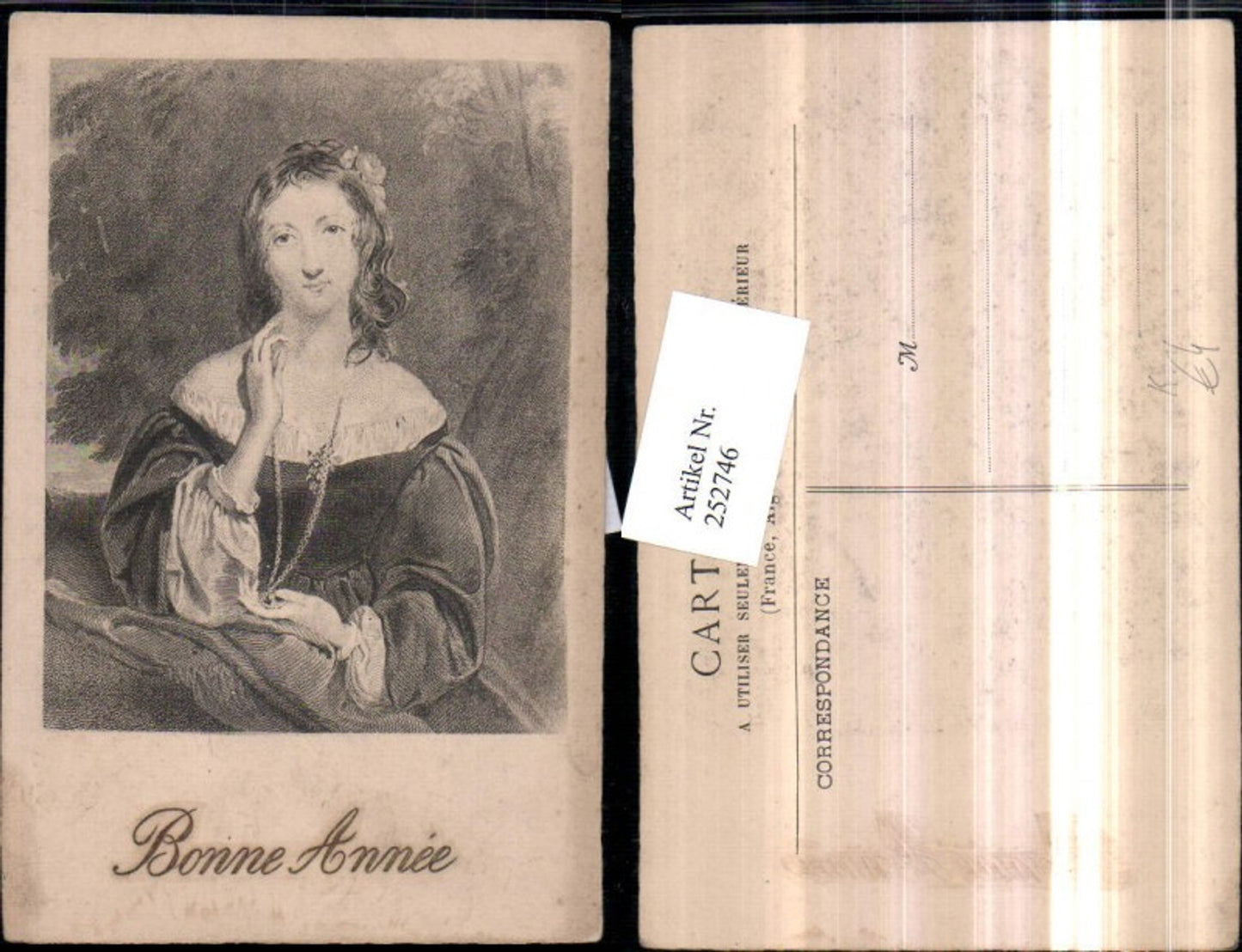 252746,Künstler AK Frau m. Kette Portrait