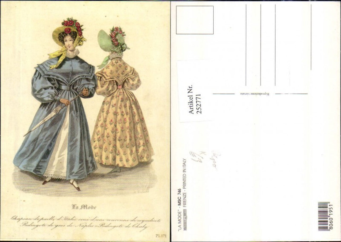 252771,Künstler Repro AK La Mode Frauen m. Hüten Hutmode Blumen Kleider weißer Kragen Pompös Schirm