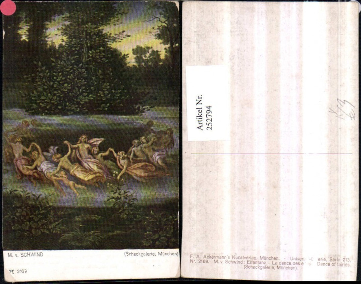 252794,Künstler AK M. Von Schwind Elfentanz Elfen pub A. Ackermann 213/2169